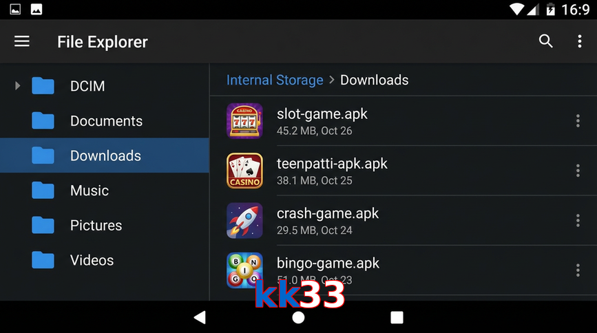 Main screen of Kk33 gameapk page for PK players